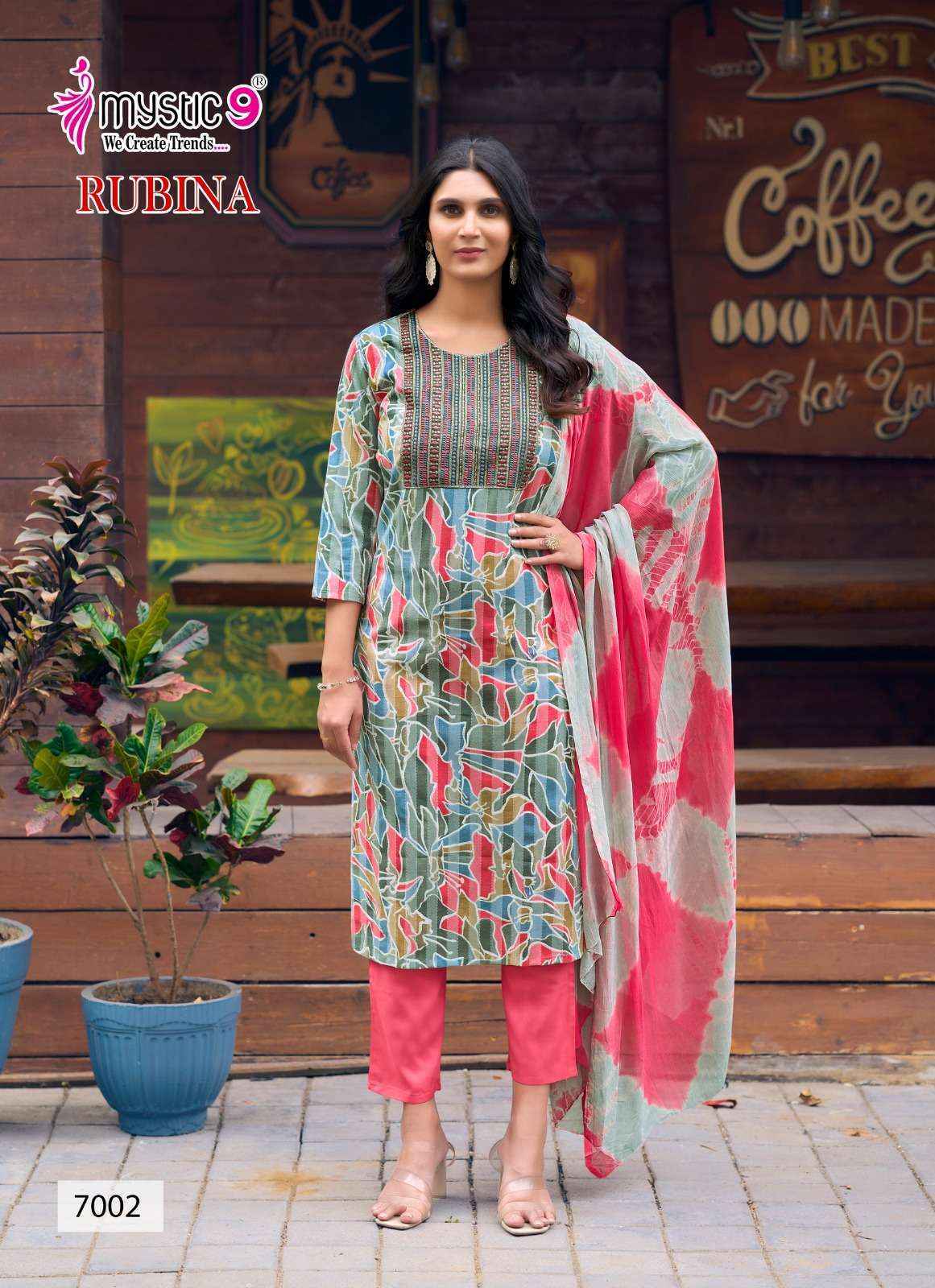 Mystic 9 Rubina Vol-7 Rayon Readymade Suit Wholesale Online Mumbai