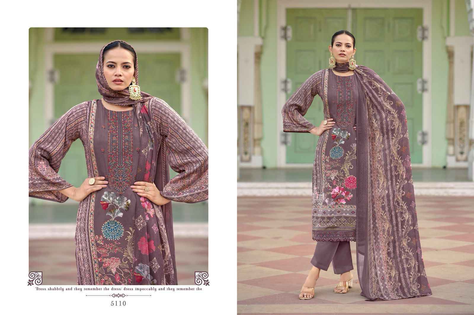 Pakiza Prints Muskaan Vol-51 Royal Crepe Dress Material (10 pcs Catalogue)