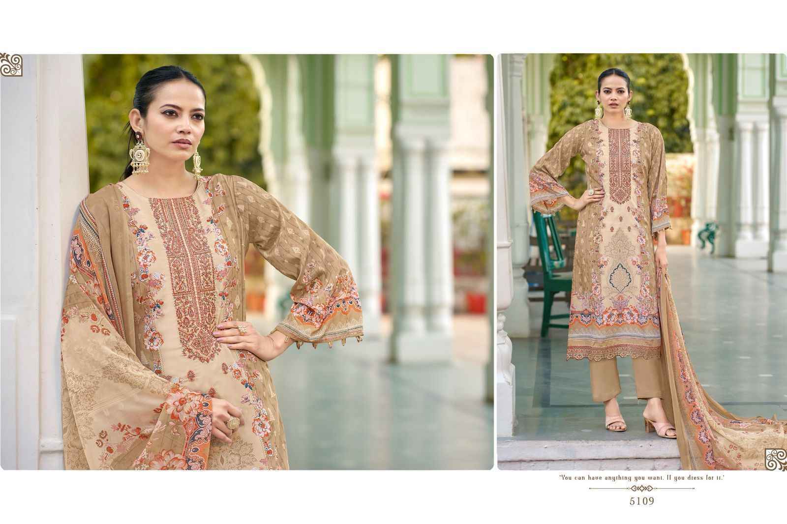 Pakiza Prints Muskaan Vol-51 Royal Crepe Dress Material (10 pcs Catalogue)