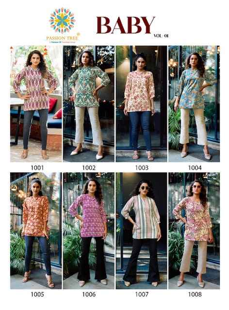 Passion Tree Baby Vol -1 Rayon Short Kurti (8 pcs Catalogue)