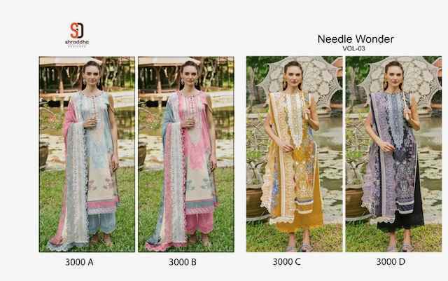 Shraddha Designer Needle Wonder Vol-3 Cotton Dress Material (4 pcs Catalogue)