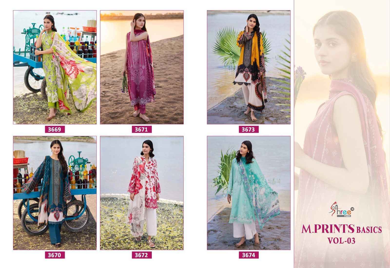 Shree Fabs M Prints Basics Vol-3 Cotton Dress Material (6 pcs Catalogue)