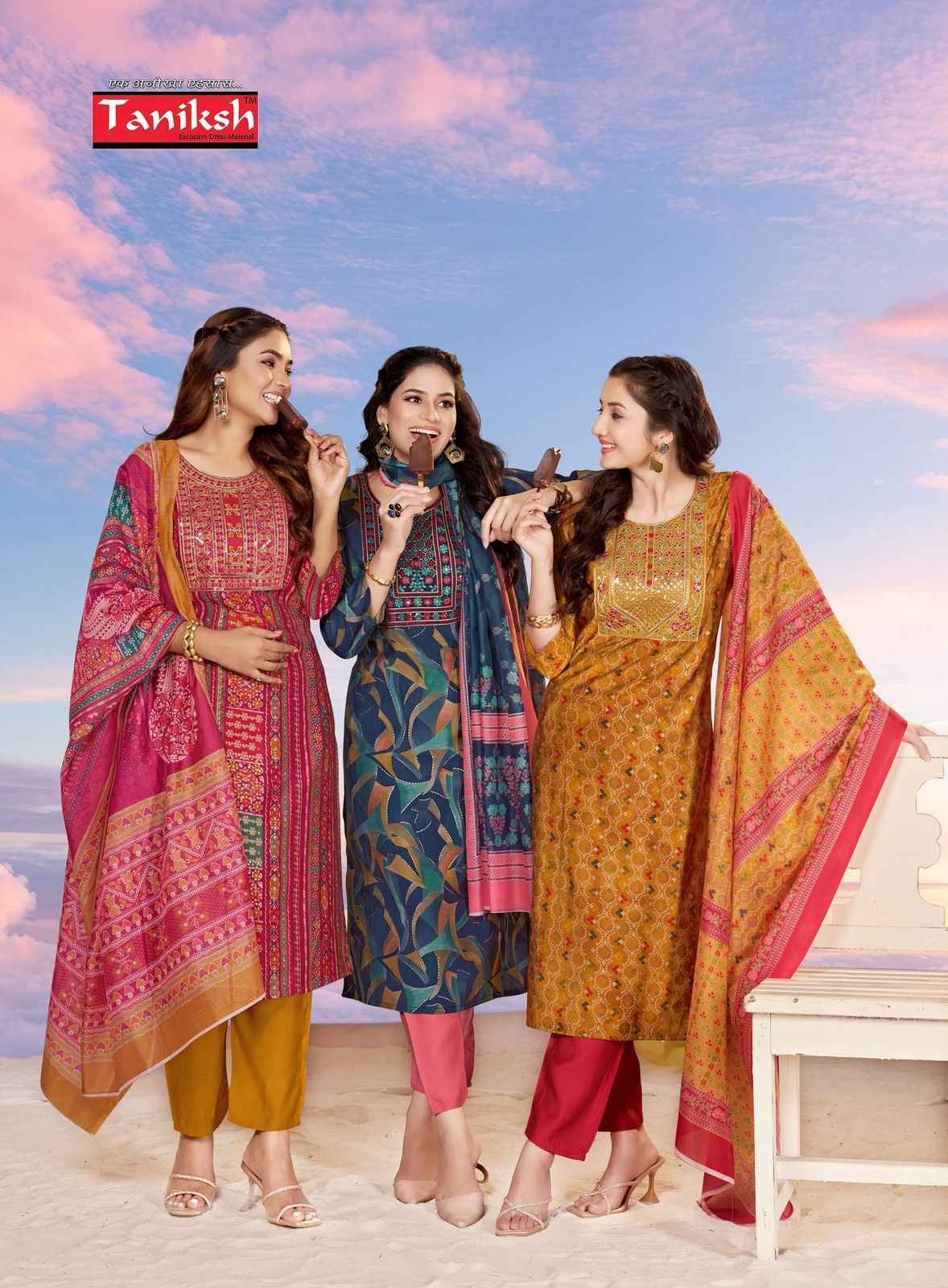 Taniksh Selina Muslin Print Readymade Suit (8 Pc Catalog)