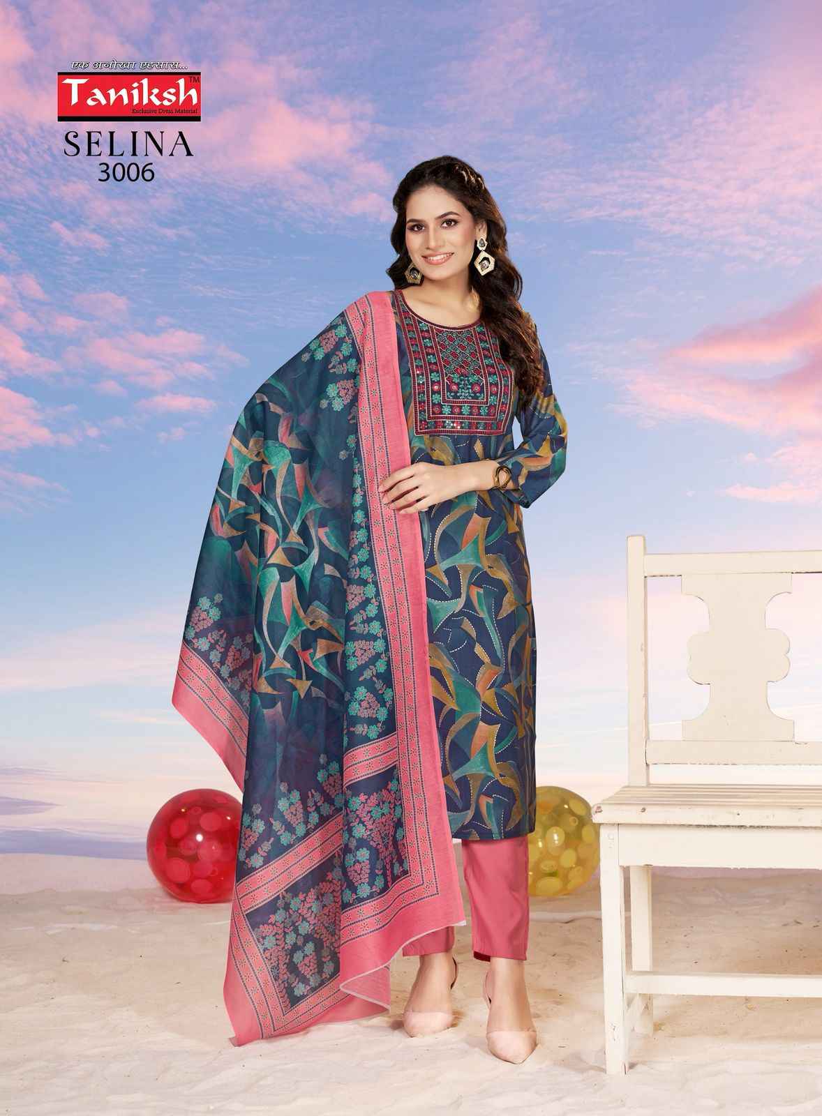 Taniksh Selina Muslin Print Readymade Suit (8 Pc Catalog)