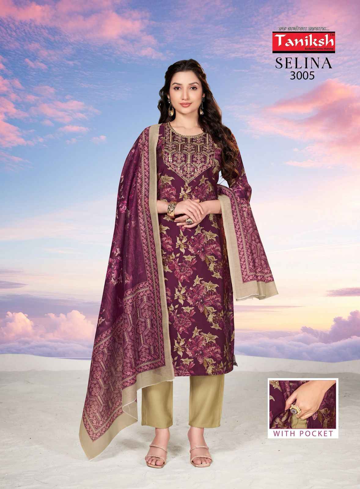 Taniksh Selina Muslin Print Readymade Suit (8 Pc Catalog)