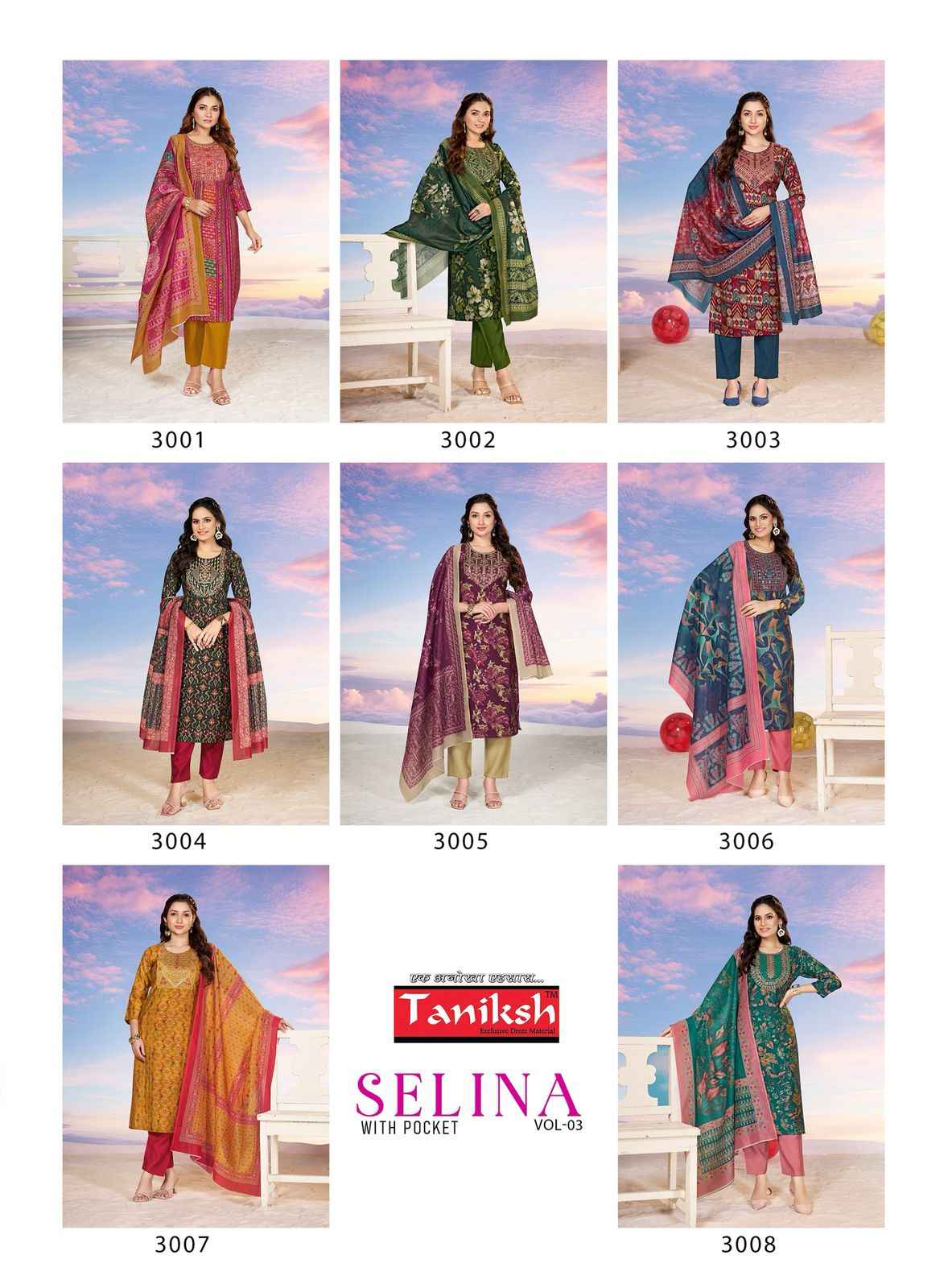 Taniksh Selina Muslin Print Readymade Suit (8 Pc Catalog)