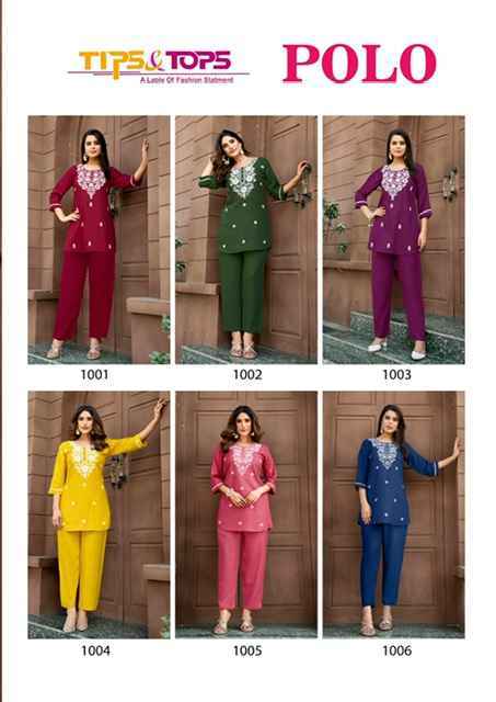 Tips & Tops Polo Rayon Co ord Set (6 pcs Catalogue)