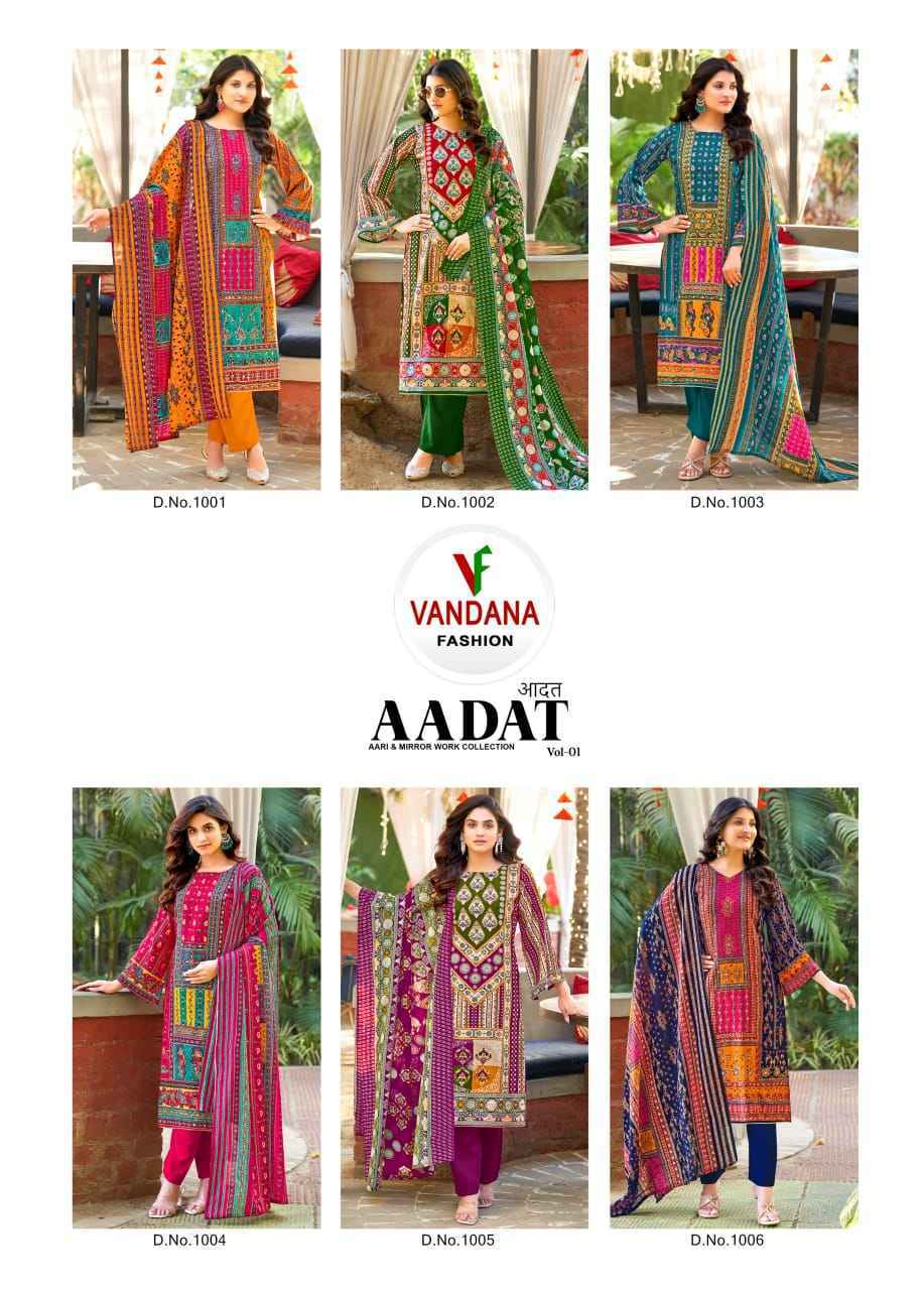 Vandana Fashion Aadat Vol-1 Viscouse Rayon Dress Material (6 pcs Catalogue)