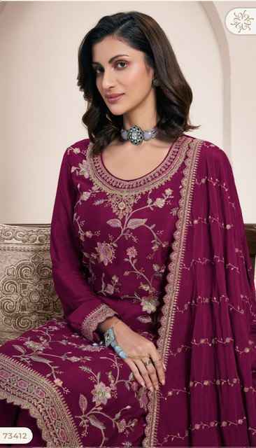 Vinay Kuleesh Lekha Chinon Dress Material (4 pcs Catalogue)