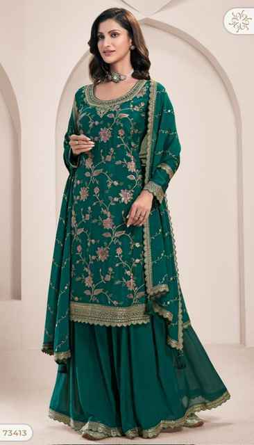 Vinay Kuleesh Lekha Chinon Dress Material (4 pcs Catalogue)