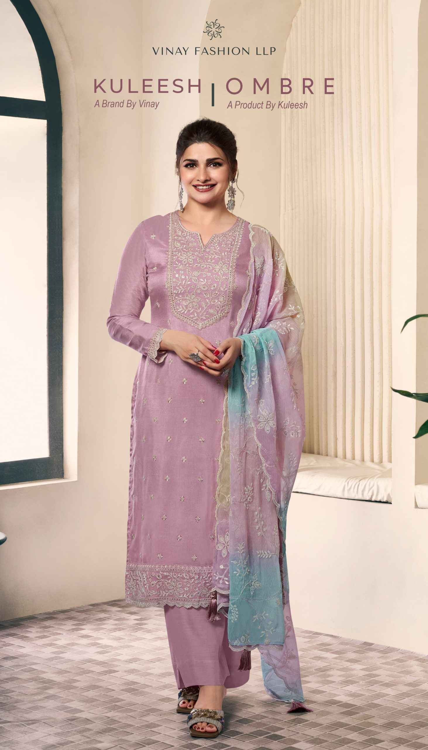 Vinay Kuleesh Ombre Moonga Silk Dress Material (4 pcs Catalogue)