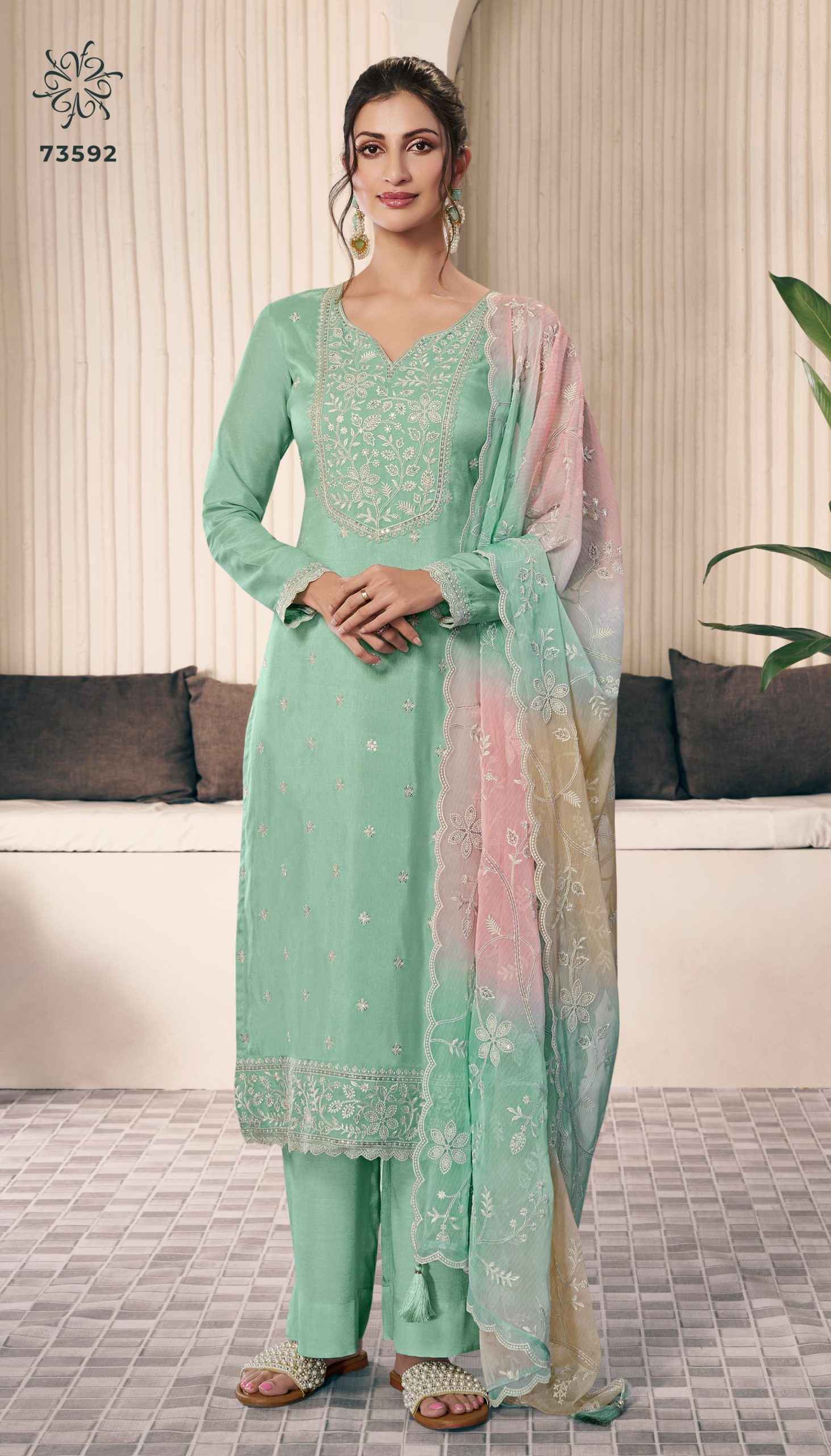 Vinay Kuleesh Ombre Moonga Silk Dress Material (4 pcs Catalogue)