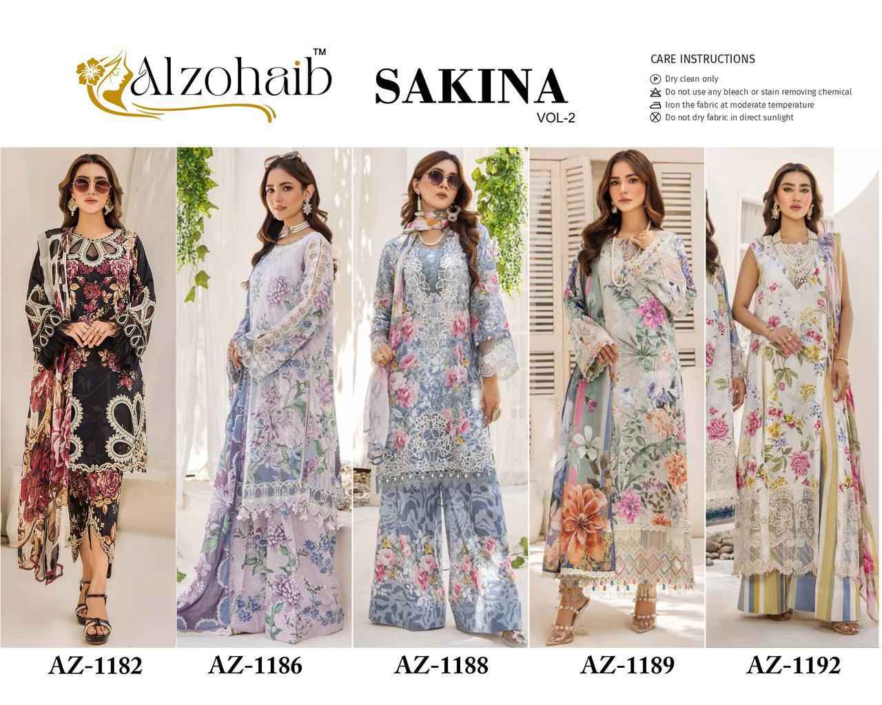 Alzohaib Sakina Coton Dress Material 5 pcs Catalogue