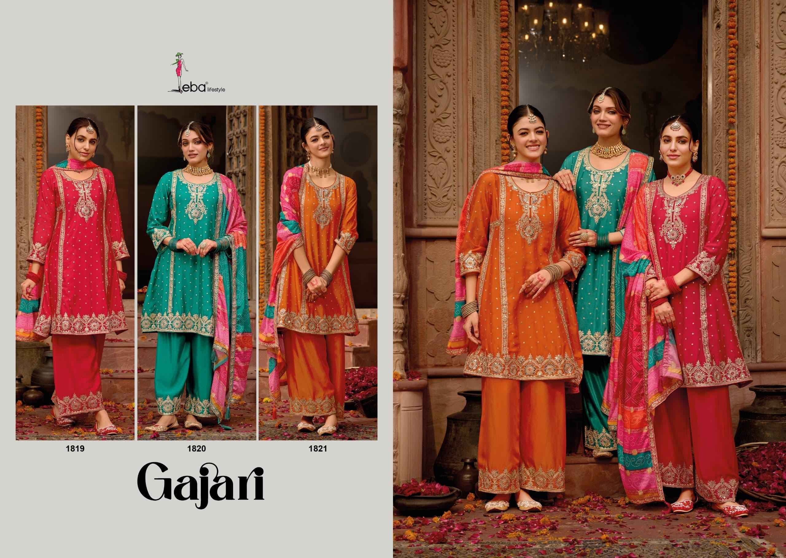 Eba Lifestyle Gajari Readymade Chinon Dress (3 pcs Catalogue)