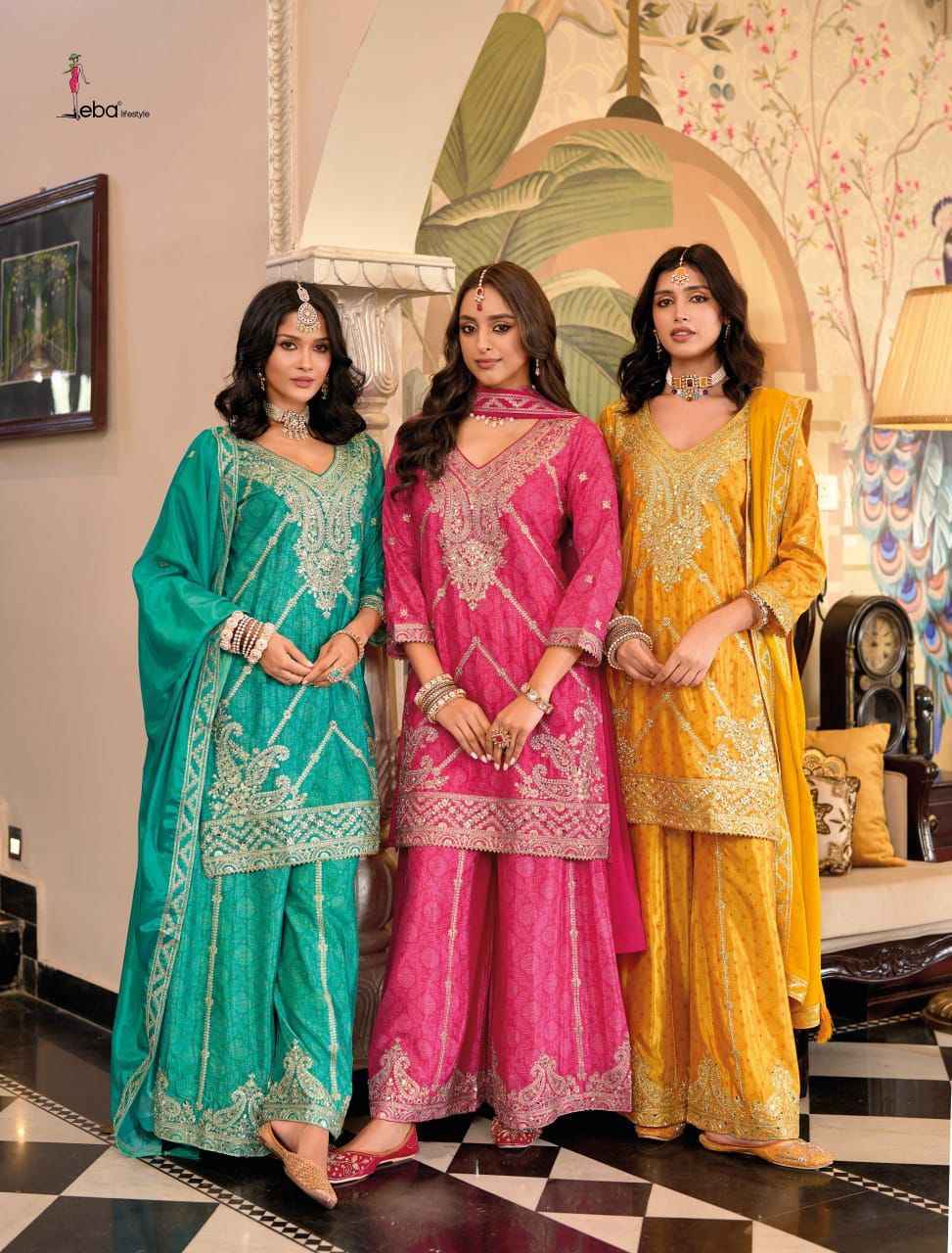Eba Lifestyle Sangam Readymade Chinon Dress 3 pcs Catalogue