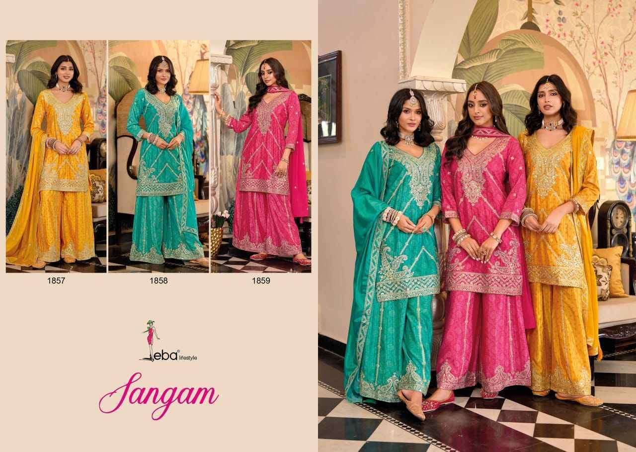 Eba Lifestyle Sangam Readymade Chinon Dress 3 pcs Catalogue