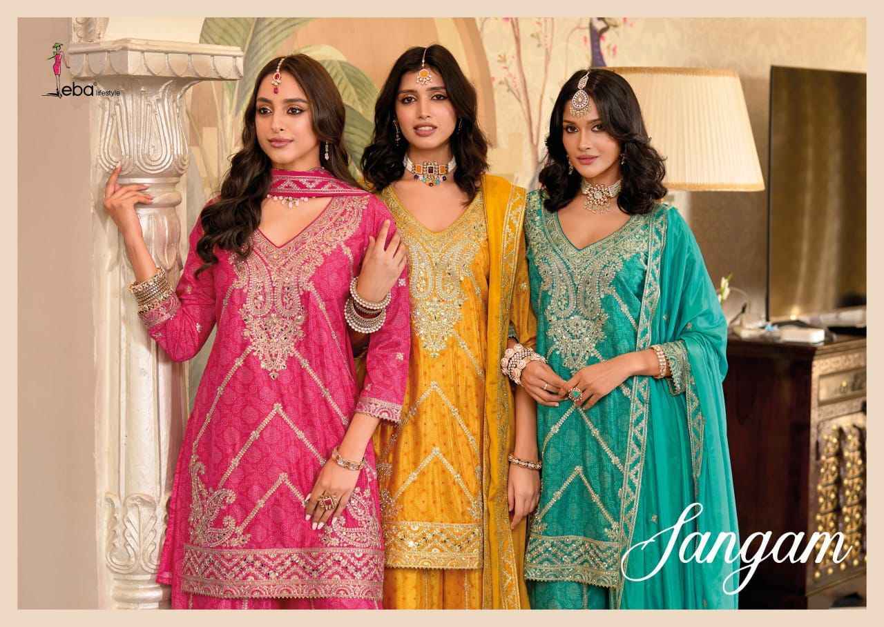 Eba Lifestyle Sangam Readymade Chinon Dress 3 pcs Catalogue
