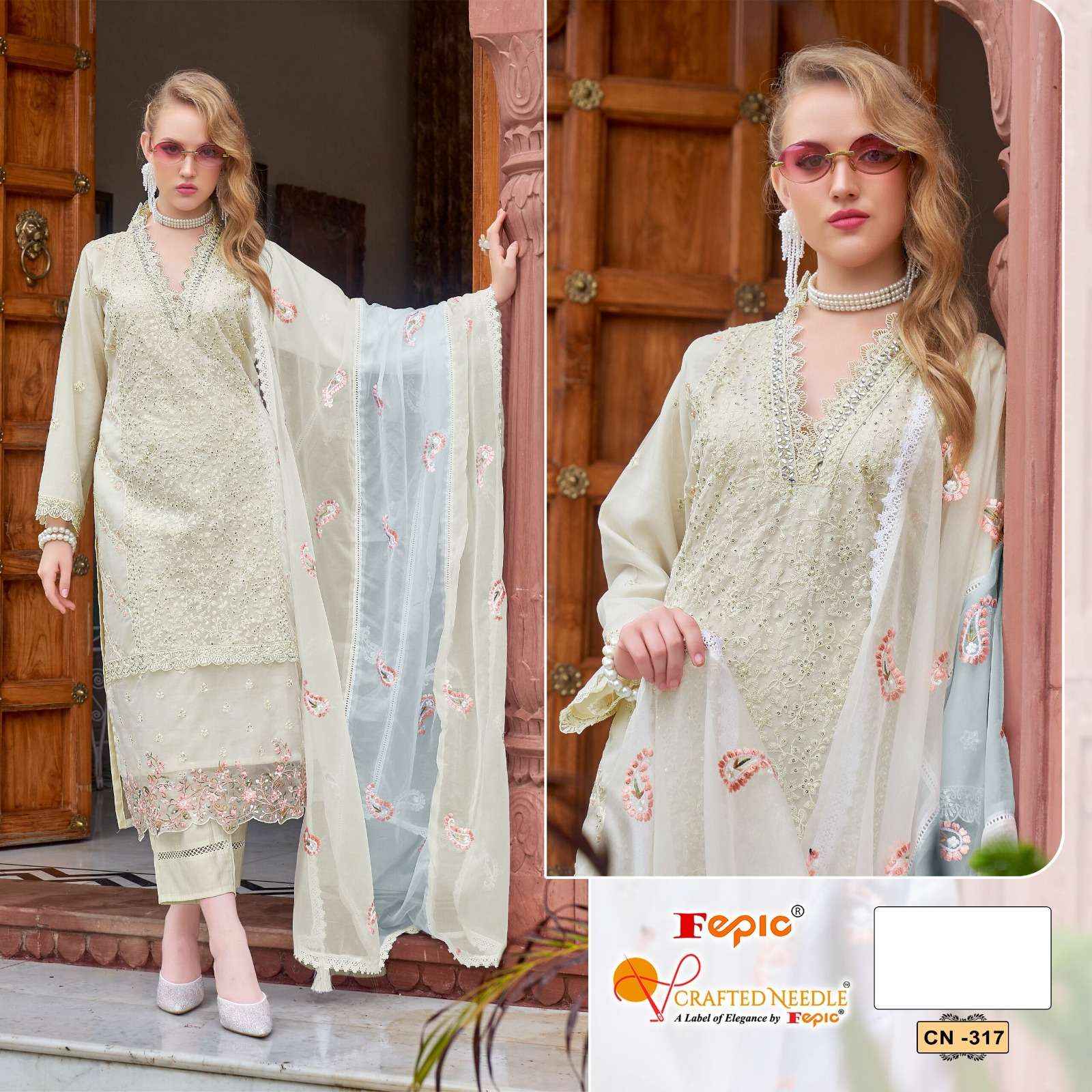Fepic Crafted Needle Cn 317 Readymade Pakistani Style Organza Dress 3 pcs Catalogue