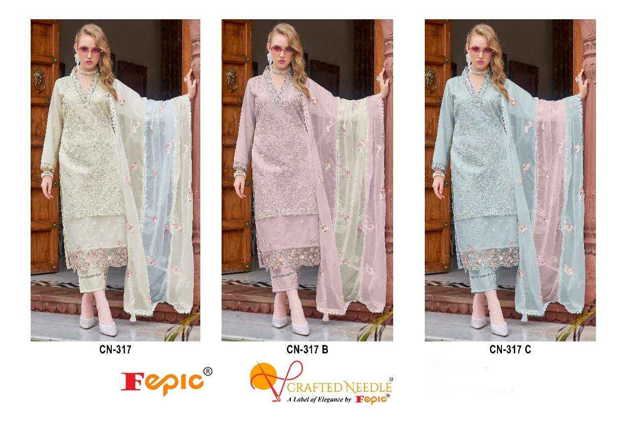 Fepic Crafted Needle Cn 317 Readymade Pakistani Style Organza Dress 3 pcs Catalogue