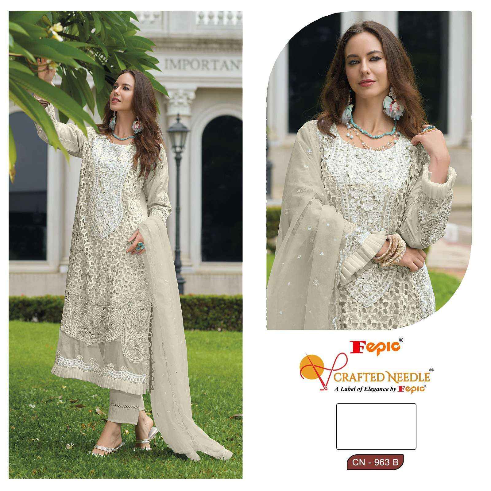 Fepic Crafted Needle Cn 963 Readymade Organza Dress 3 pcs Catalogue