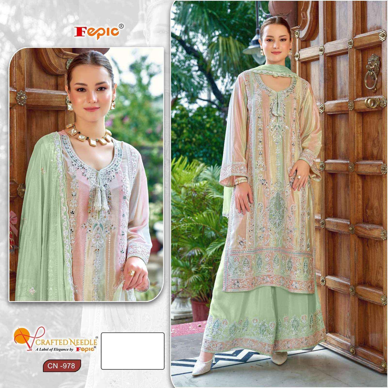 Fepic Needle Cn 978 Readymade Chinon Dress 3 pcs Catalogue