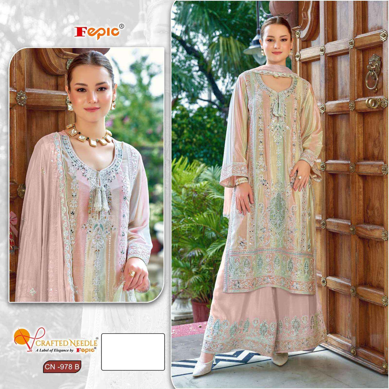 Fepic Needle Cn 978 Readymade Chinon Dress 3 pcs Catalogue