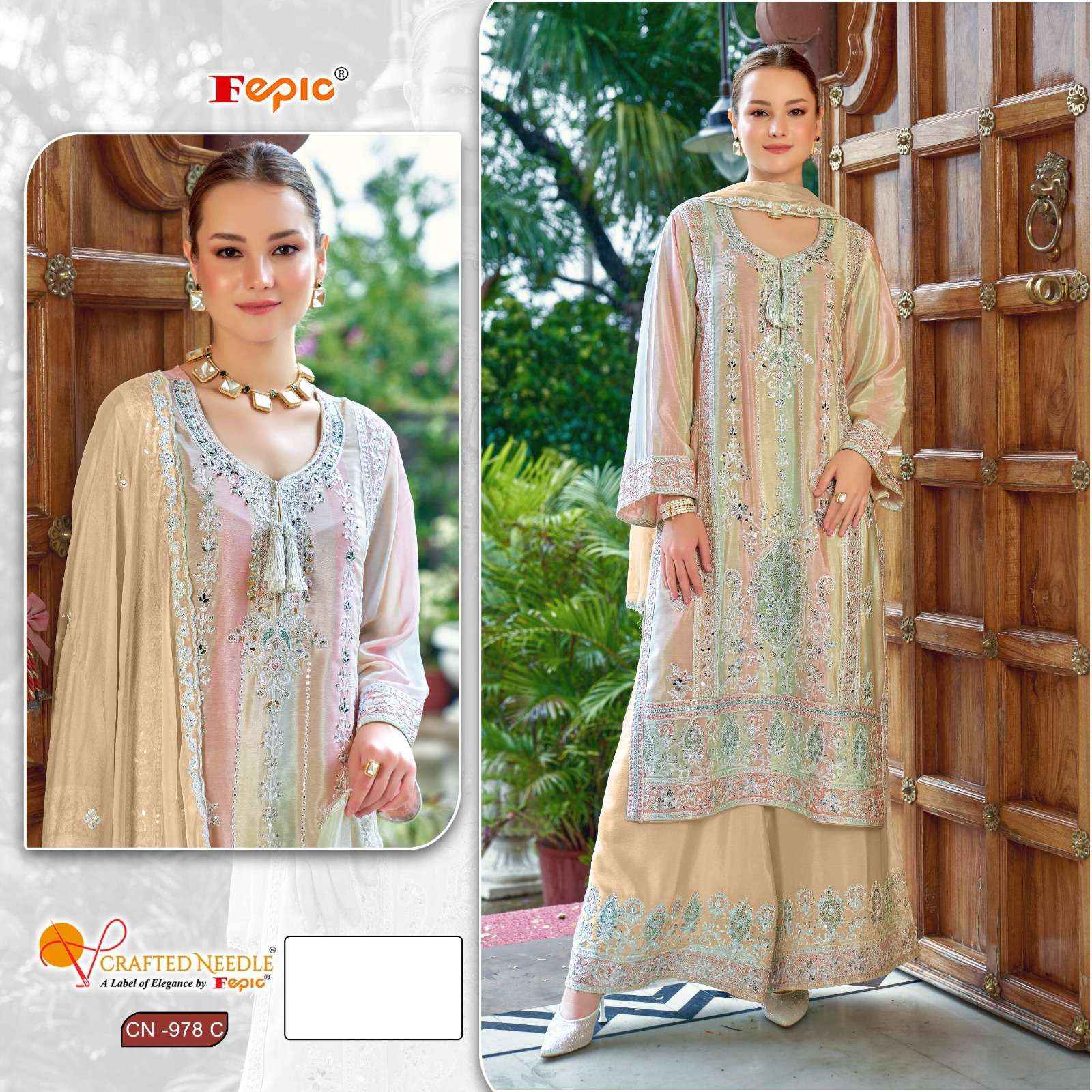 Fepic Needle Cn 978 Readymade Chinon Dress 3 pcs Catalogue