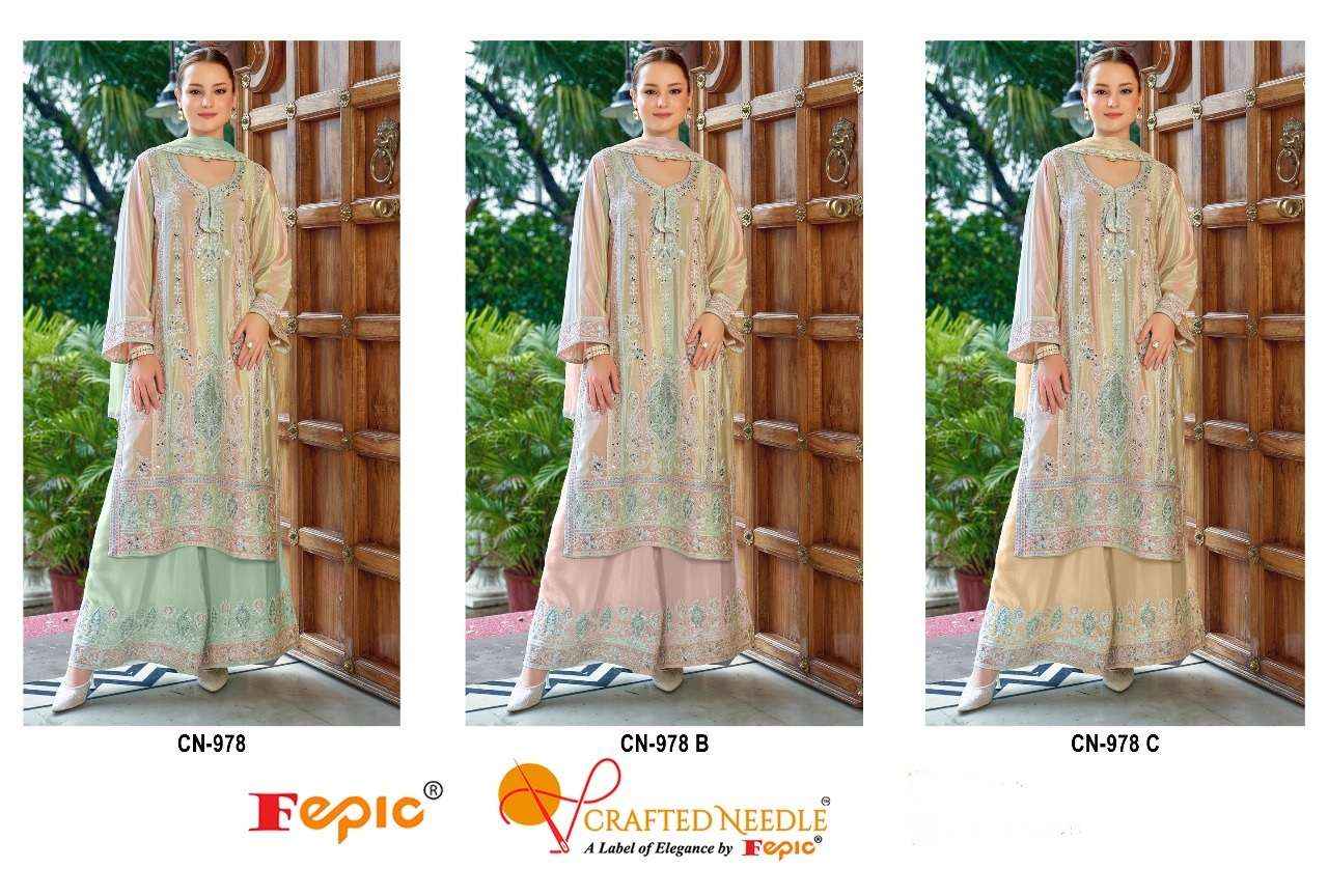 Fepic Needle Cn 978 Readymade Chinon Dress 3 pcs Catalogue