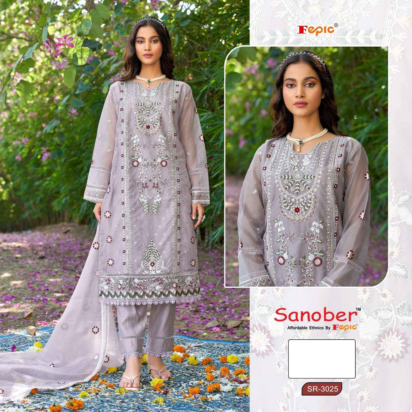 Fepic Sr 3025 Pakistani Organza Dress 4 pcs Catalogue