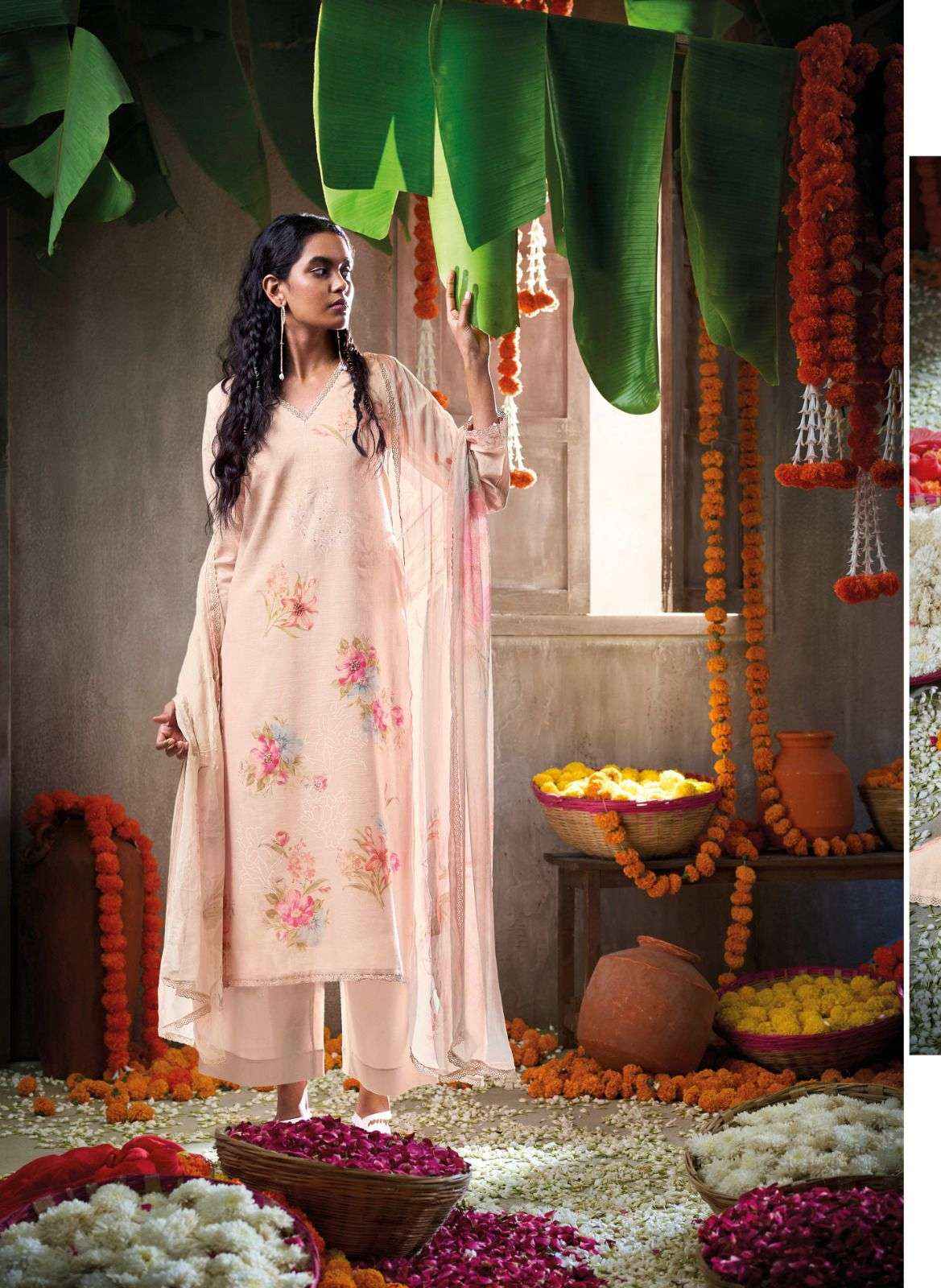 Ganga Daffodil Linen Cotton Dress Material 6 pcs Catalogue