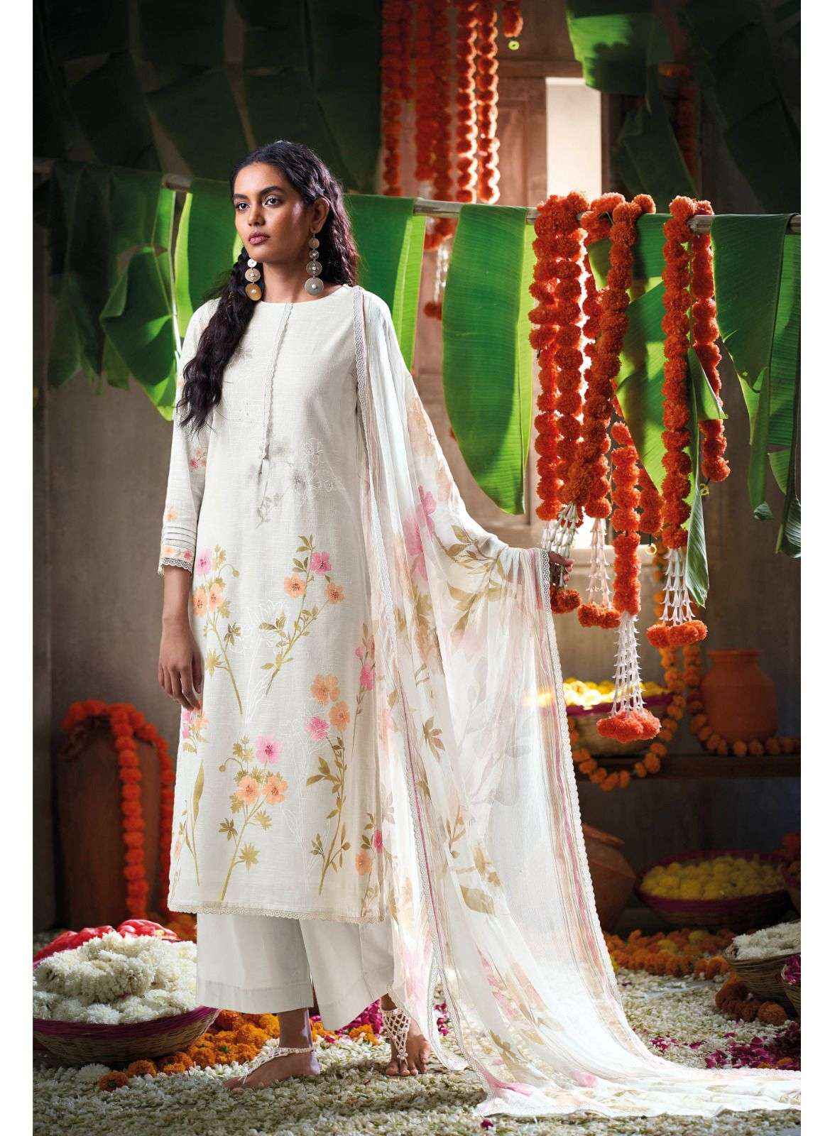 Ganga Daffodil Linen Cotton Dress Material 6 pcs Catalogue