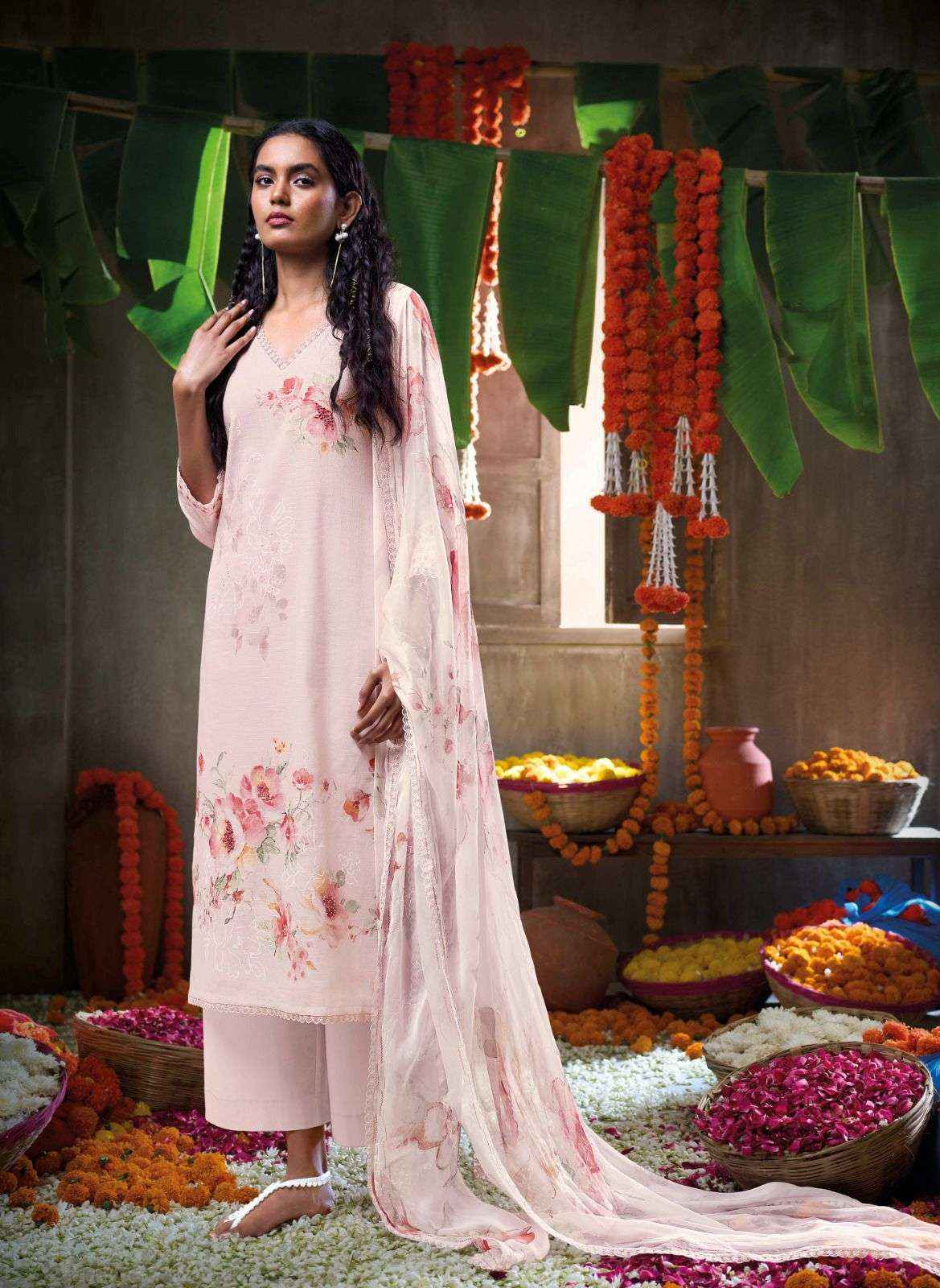 Ganga Daffodil Linen Cotton Dress Material 6 pcs Catalogue