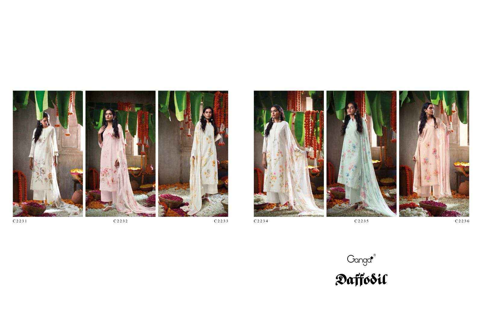 Ganga Daffodil Linen Cotton Dress Material 6 pcs Catalogue