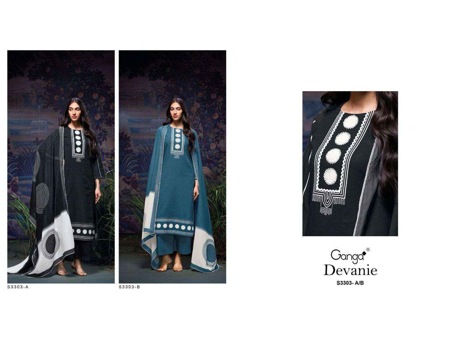 Ganga Devanie 3303 Linen Cotton Dress Material (2 pcs Catalogue)