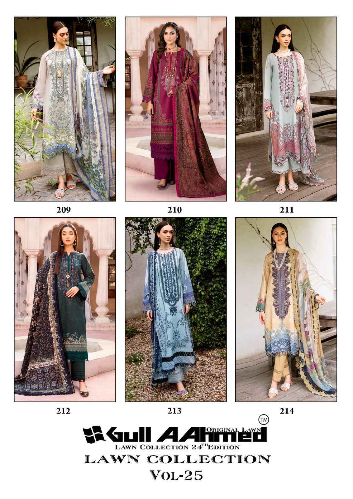 Gull Aahmed Lawn Collection Vol-25 Lawn Cotton Dress Material (6 pcs Catalogue)