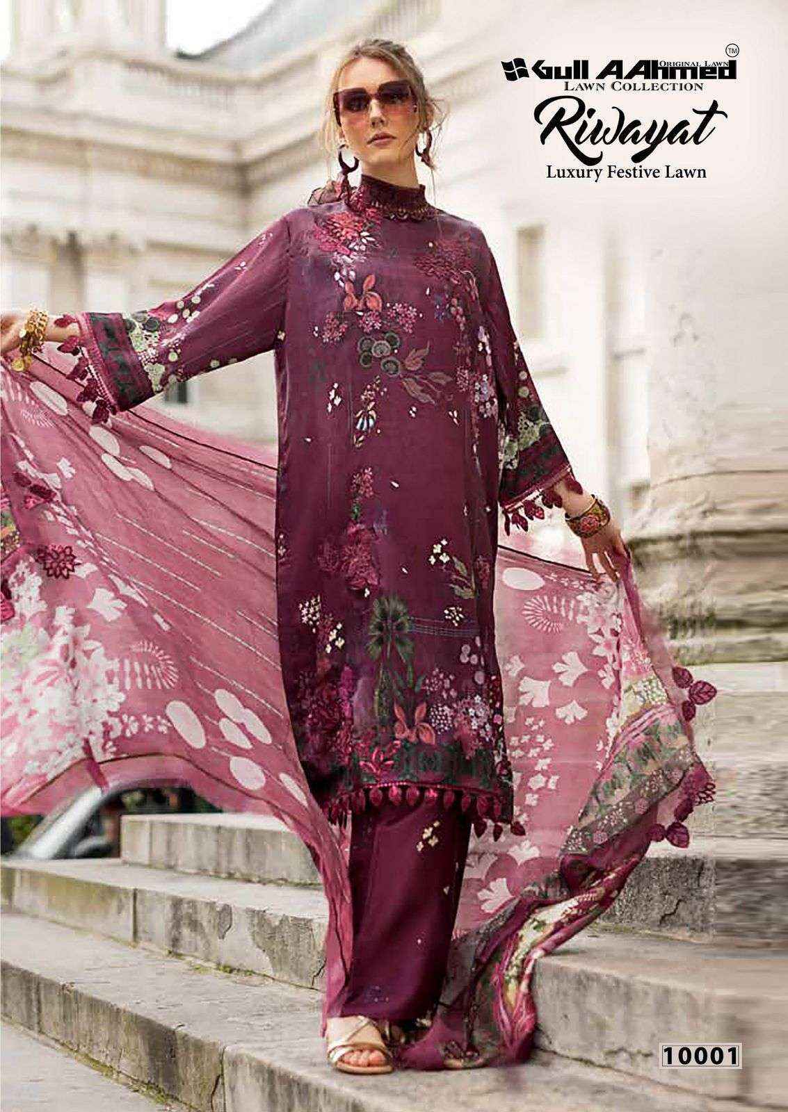 Gull Aahmed Riwayat Vol 10 Lawn Cotton Dress Material 6 pcs Catalogue