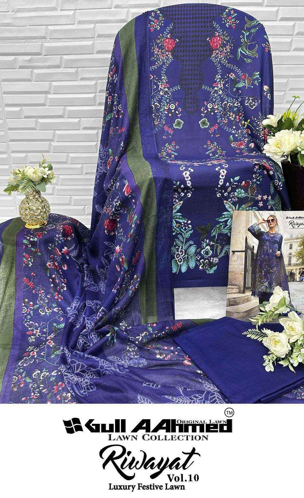 Gull Aahmed Riwayat Vol 10 Lawn Cotton Dress Material 6 pcs Catalogue