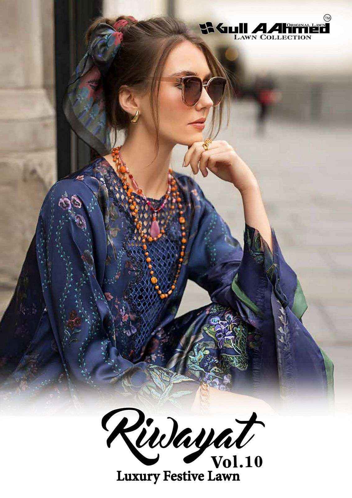 Gull Aahmed Riwayat Vol 10 Lawn Cotton Dress Material 6 pcs Catalogue