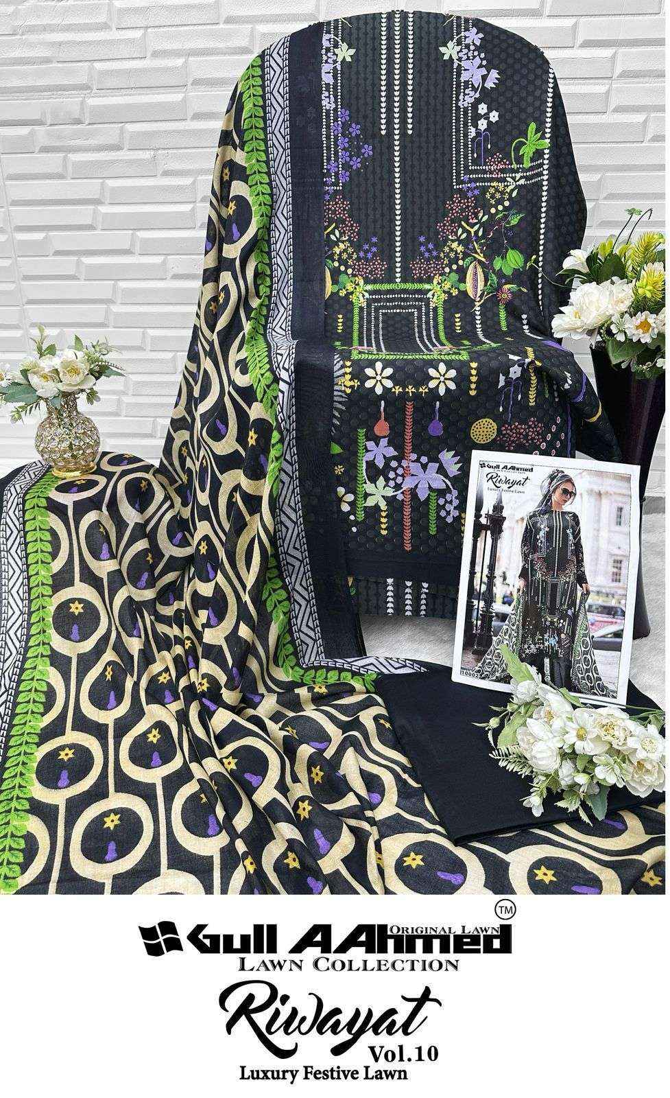 Gull Aahmed Riwayat Vol 10 Lawn Cotton Dress Material 6 pcs Catalogue