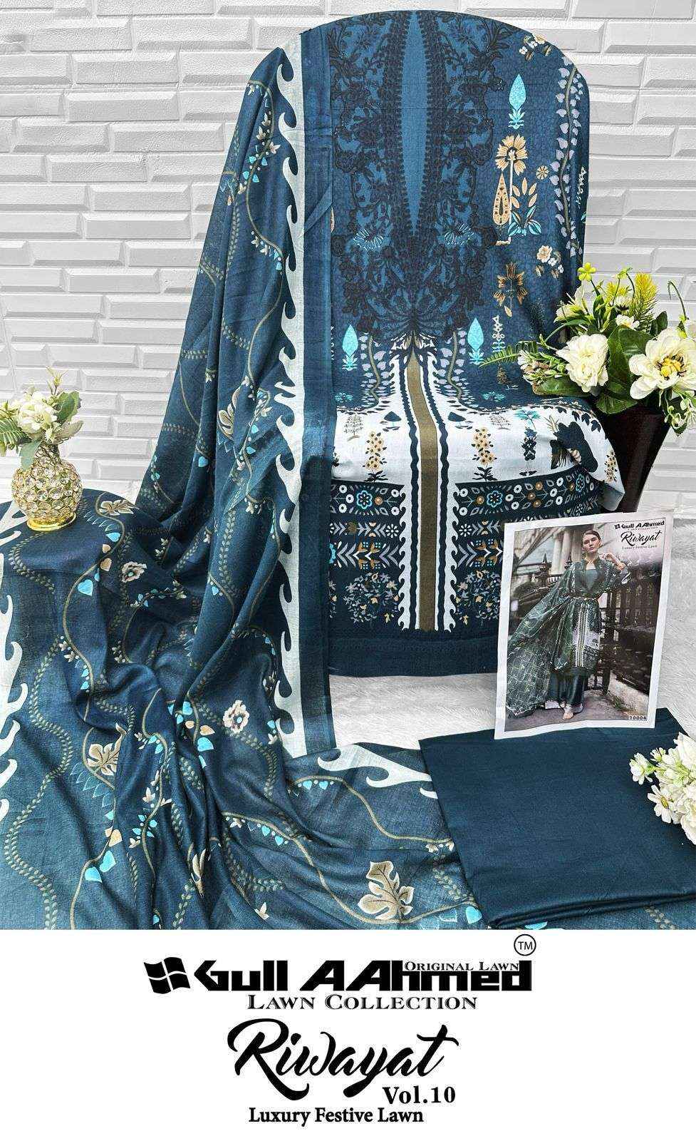 Gull Aahmed Riwayat Vol 10 Lawn Cotton Dress Material 6 pcs Catalogue