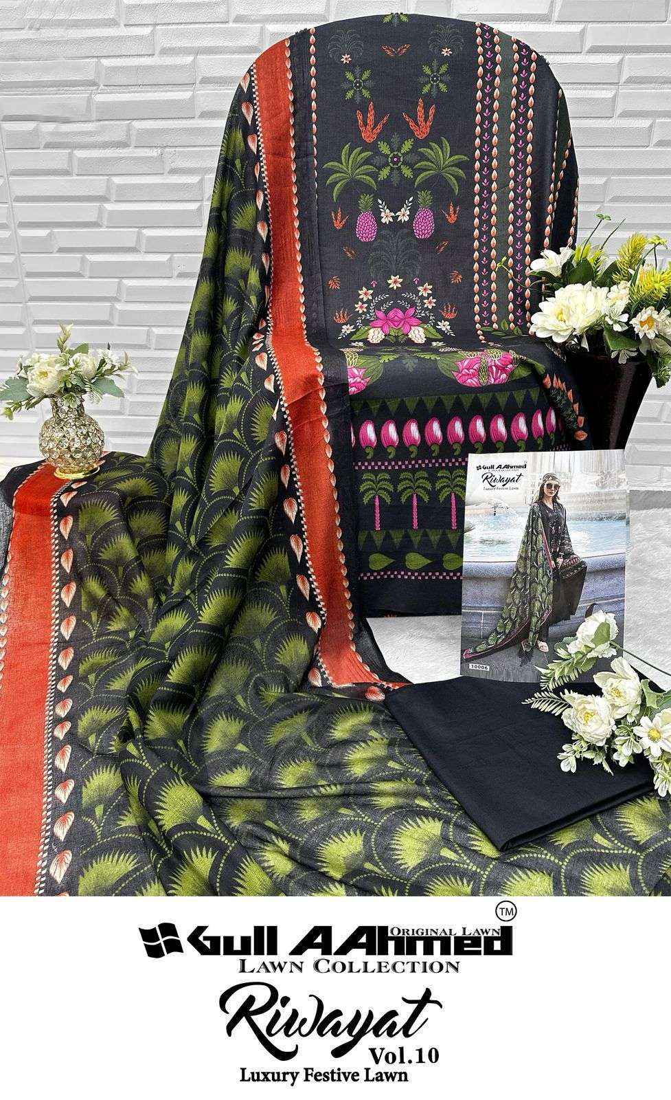 Gull Aahmed Riwayat Vol 10 Lawn Cotton Dress Material 6 pcs Catalogue