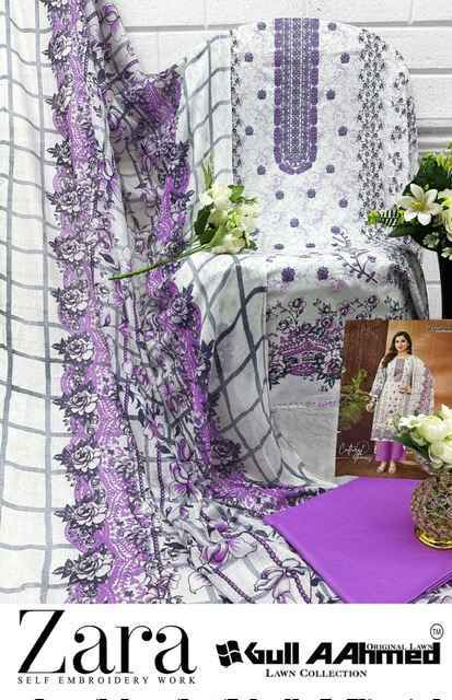 Gull Aahmed Zara Lawn Dress Material 6 pcs Catalogue