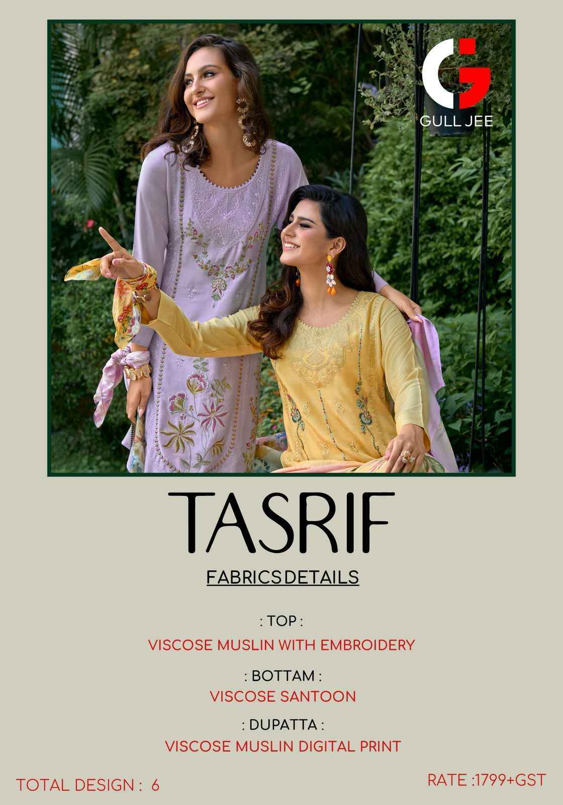Gull Jee Tasrif Musline Silk Dress Material (6 pcs Catalogue)
