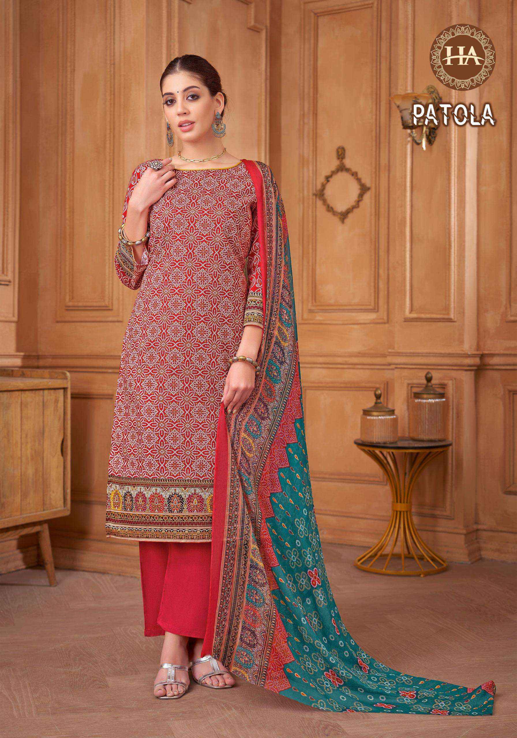 Harshit Fashion Patola Cotton Dress Material 8 pcs Catalogue
