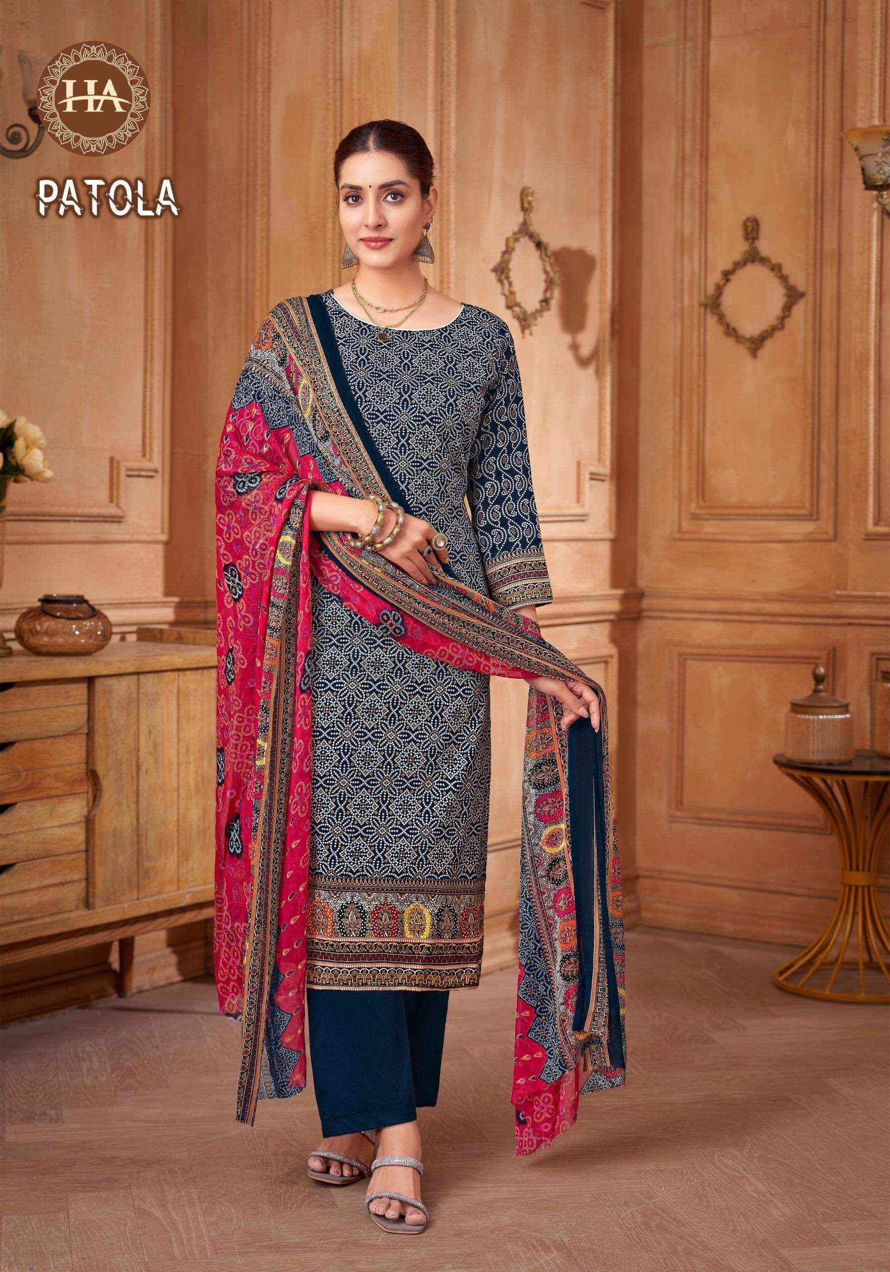 Harshit Fashion Patola Cotton Dress Material 8 pcs Catalogue