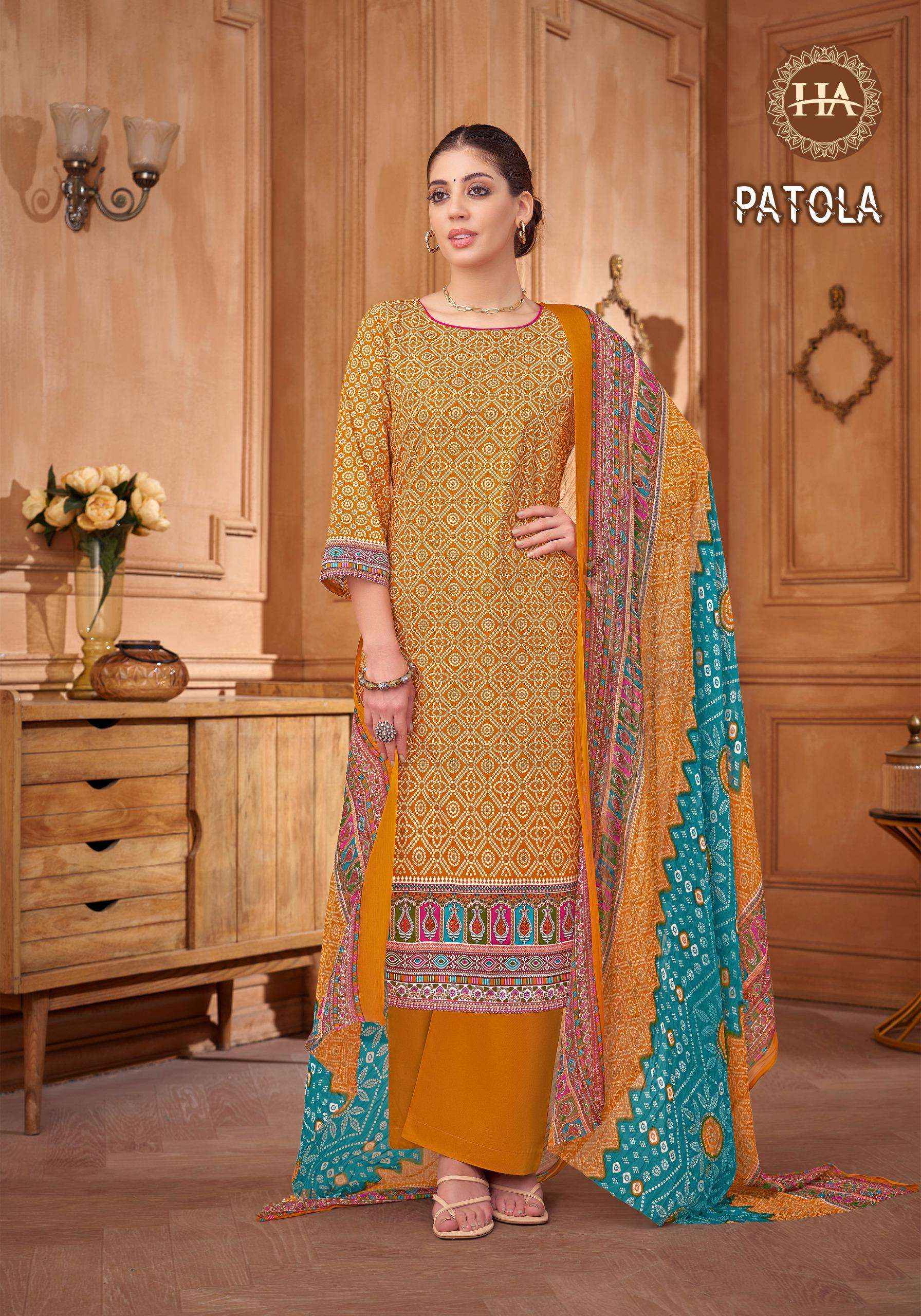 Harshit Fashion Patola Cotton Dress Material 8 pcs Catalogue