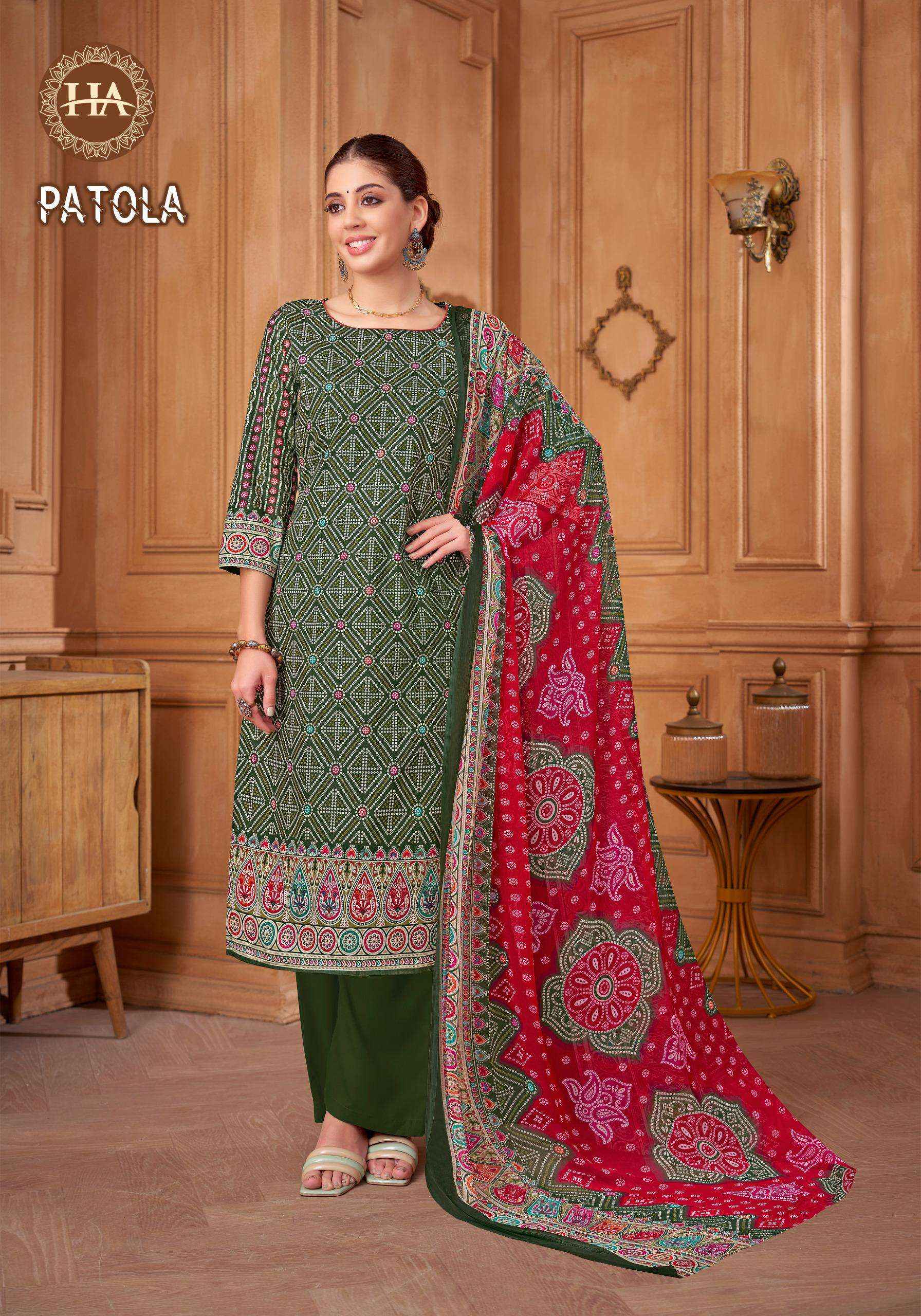 Harshit Fashion Patola Cotton Dress Material 8 pcs Catalogue