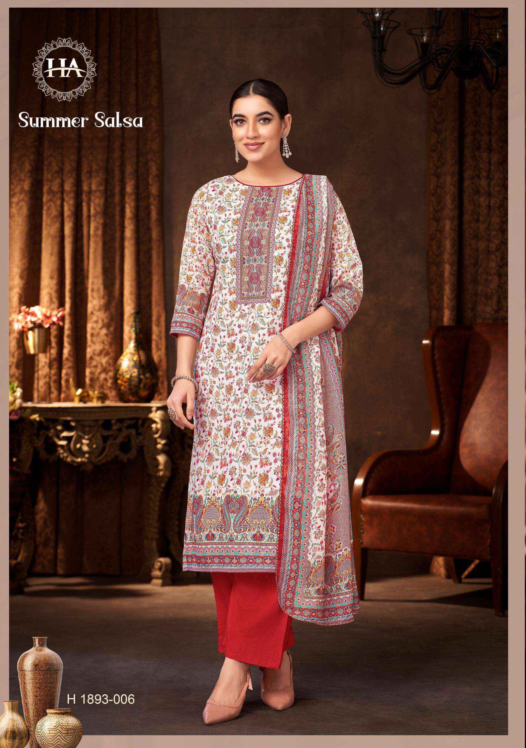 Harshit Fashion Summer Salsa Cambric Cotton Dress Material 8 pcs Catalogue