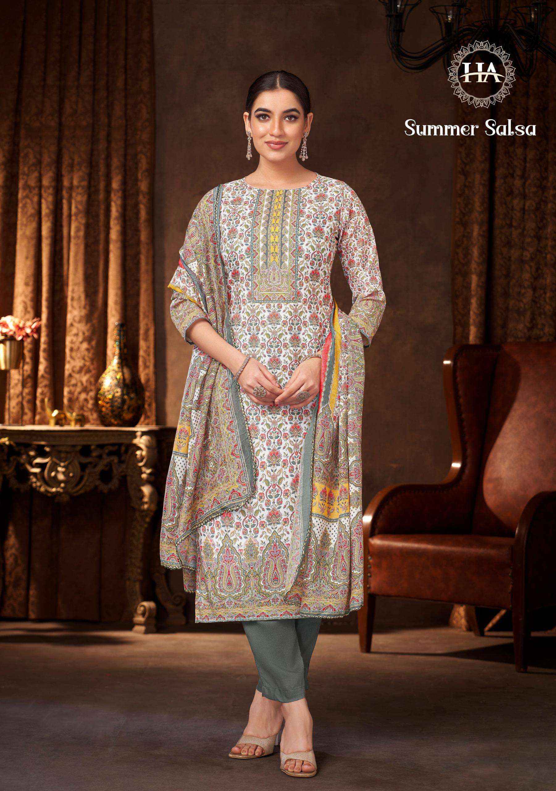 Harshit Fashion Summer Salsa Cambric Cotton Dress Material 8 pcs Catalogue