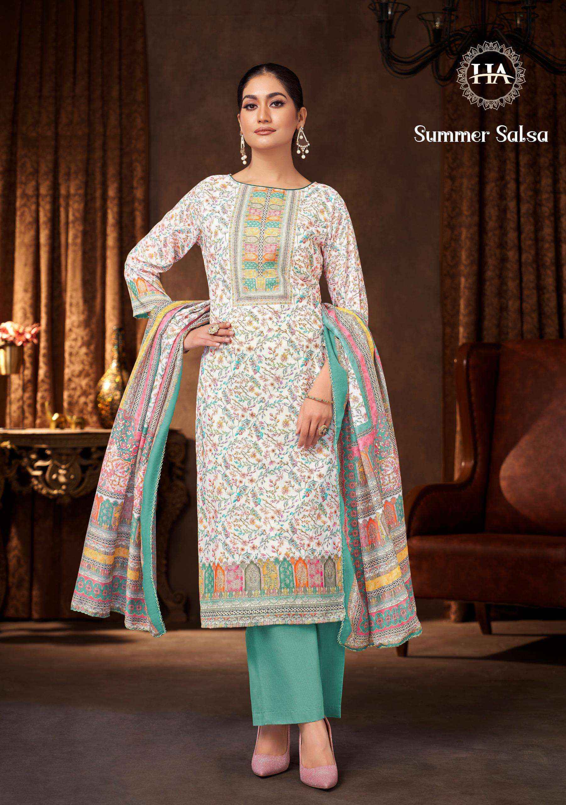 Harshit Fashion Summer Salsa Cambric Cotton Dress Material 8 pcs Catalogue